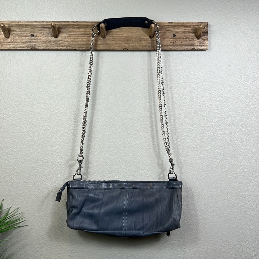 Marciano Leather Shoulder Bag Clutch Chunky Chain Studded Gray - Picture 4 of 15